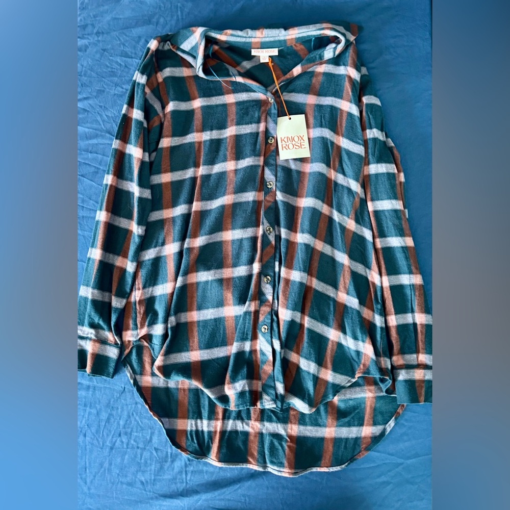Knox Rose Casual Button Down Shirt Green and Brown